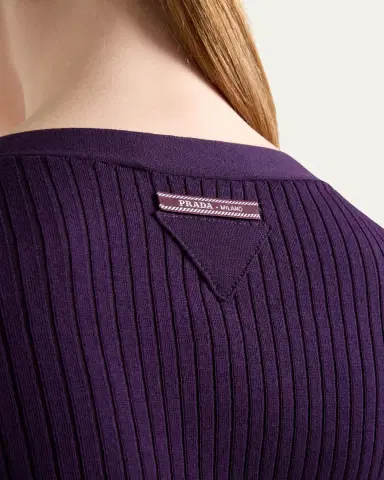 Prada Fitted Long-Sleeve Ribbed Cardigan | Thumbnail 4 Prada Fitted Long-Sleeve Ribbed Cardigan | Thumbnail 4