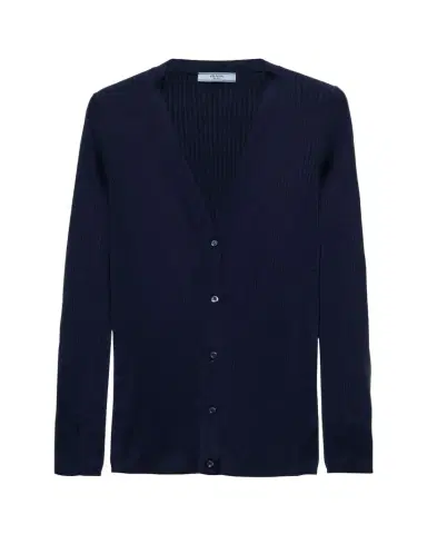 Prada Fitted Long-Sleeve Ribbed Cardigan | Thumbnail 1 Prada Fitted Long-Sleeve Ribbed Cardigan | Thumbnail 1