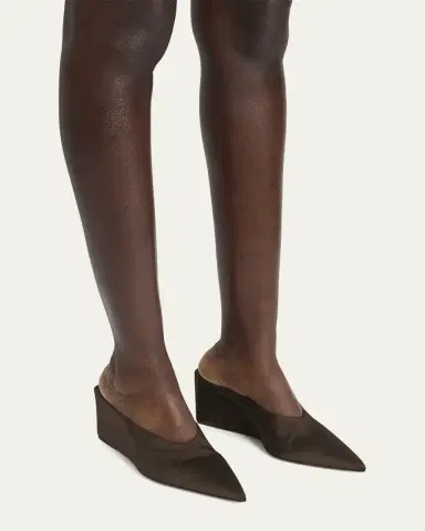 Alaïa Satin Wedge Mules | Thumbnail 2 Alaïa Satin Wedge Mules | Thumbnail 2