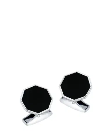 Tateossian Men's Rhodium-Plated Sterling Silver Black Onyx Classic London Eye Cufflinks | Thumbnail 1 Tateossian Men's Rhodium-Plated Sterling Silver Black Onyx Classic London Eye Cufflinks | Thumbnail 1