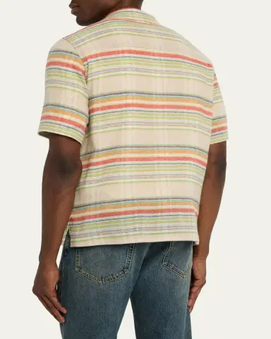 God's True Cashmere Men's Multi-Stripe Cashmere Gauze Sport Shirt | Thumbnail 3 God's True Cashmere Men's Multi-Stripe Cashmere Gauze Sport Shirt | Thumbnail 3