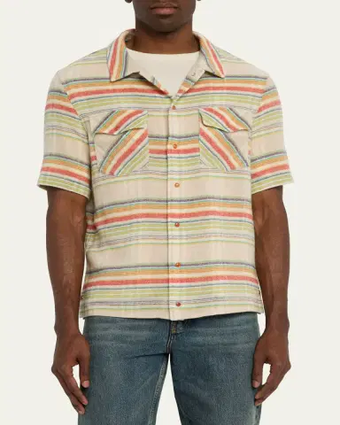 God's True Cashmere Men's Multi-Stripe Cashmere Gauze Sport Shirt | Thumbnail 4 God's True Cashmere Men's Multi-Stripe Cashmere Gauze Sport Shirt | Thumbnail 4