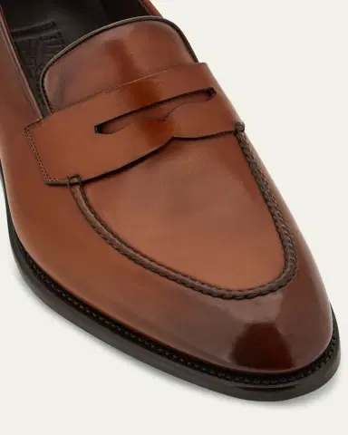Ferragamo Men's Brandy Tramezza Leather Penny Loafers | Thumbnail 5 Ferragamo Men's Brandy Tramezza Leather Penny Loafers | Thumbnail 5