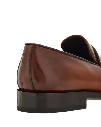 Ferragamo Men's Brandy Tramezza Leather Penny Loafers | Thumbnail 1 Ferragamo Men's Brandy Tramezza Leather Penny Loafers | Thumbnail 1
