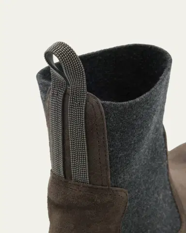 Brunello Cucinelli Suede Wool Lug-Sole Chelsea Boots | Thumbnail 5 Brunello Cucinelli Suede Wool Lug-Sole Chelsea Boots | Thumbnail 5