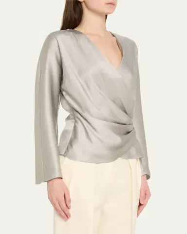 Giorgio Armani Draped Double Silk Wrap Shirt | Thumbnail 4 Giorgio Armani Draped Double Silk Wrap Shirt | Thumbnail 4