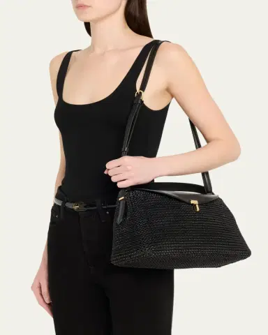 TOTEME T Lock Woven Leather Top-Handle Bag | Thumbnail 2 TOTEME T Lock Woven Leather Top-Handle Bag | Thumbnail 2