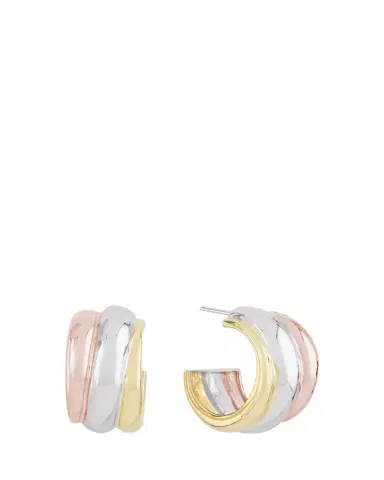 Lana 14K Tri Gold Three-Row Bubble Huggies | Thumbnail 1 Lana 14K Tri Gold Three-Row Bubble Huggies | Thumbnail 1