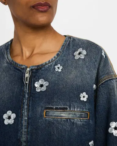 Marc Jacobs Daisy Sequined Denim Crop Jacket | Thumbnail 4 Marc Jacobs Daisy Sequined Denim Crop Jacket | Thumbnail 4