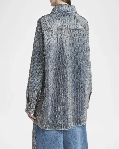 Stella McCartney Crystal Hotfix Denim Overshirt | Thumbnail 2 Stella McCartney Crystal Hotfix Denim Overshirt | Thumbnail 2