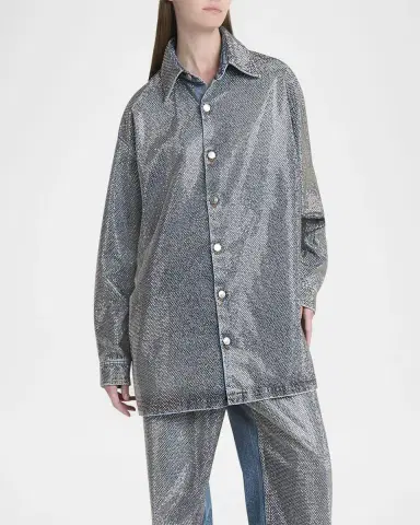 Stella McCartney Crystal Hotfix Denim Overshirt | Thumbnail 3 Stella McCartney Crystal Hotfix Denim Overshirt | Thumbnail 3
