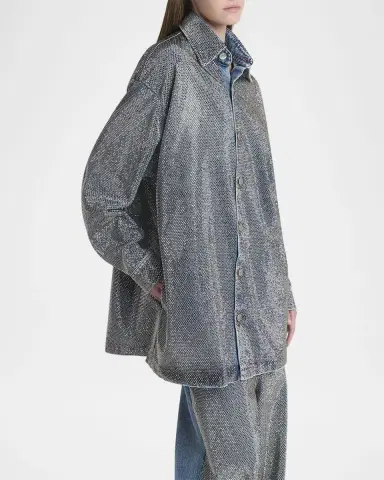 Stella McCartney Crystal Hotfix Denim Overshirt | Thumbnail 4 Stella McCartney Crystal Hotfix Denim Overshirt | Thumbnail 4