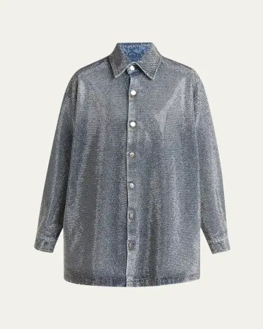 Stella McCartney Crystal Hotfix Denim Overshirt | Thumbnail 5 Stella McCartney Crystal Hotfix Denim Overshirt | Thumbnail 5
