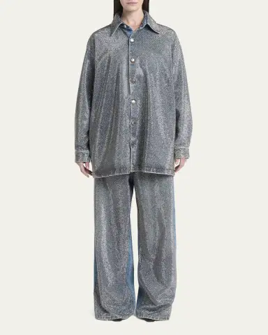 Stella McCartney Crystal Hotfix Denim Overshirt | Thumbnail 6 Stella McCartney Crystal Hotfix Denim Overshirt | Thumbnail 6