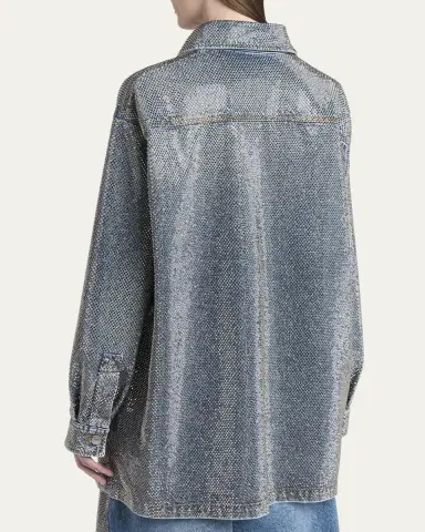 Stella McCartney Crystal Hotfix Denim Overshirt | Thumbnail 7 Stella McCartney Crystal Hotfix Denim Overshirt | Thumbnail 7