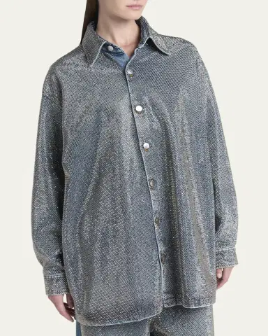 Stella McCartney Crystal Hotfix Denim Overshirt | Thumbnail 8 Stella McCartney Crystal Hotfix Denim Overshirt | Thumbnail 8