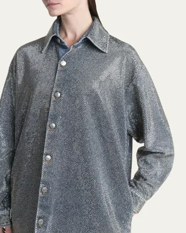 Stella McCartney Crystal Hotfix Denim Overshirt | Thumbnail 9 Stella McCartney Crystal Hotfix Denim Overshirt | Thumbnail 9