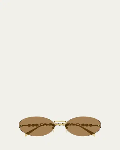 Gucci Rimless Metal Oval Sunglasses with Faux Pearls | Thumbnail 3 Gucci Rimless Metal Oval Sunglasses with Faux Pearls | Thumbnail 3