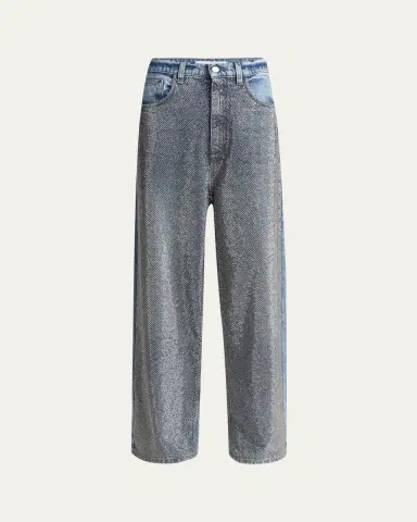 Stella McCartney Crystal Hotfix Wide Leg Jeans | Thumbnail 5 Stella McCartney Crystal Hotfix Wide Leg Jeans | Thumbnail 5