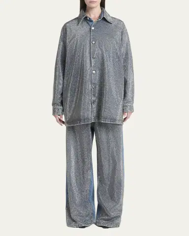 Stella McCartney Crystal Hotfix Wide Leg Jeans | Thumbnail 6 Stella McCartney Crystal Hotfix Wide Leg Jeans | Thumbnail 6
