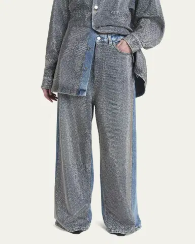 Stella McCartney Crystal Hotfix Wide Leg Jeans | Thumbnail 8 Stella McCartney Crystal Hotfix Wide Leg Jeans | Thumbnail 8