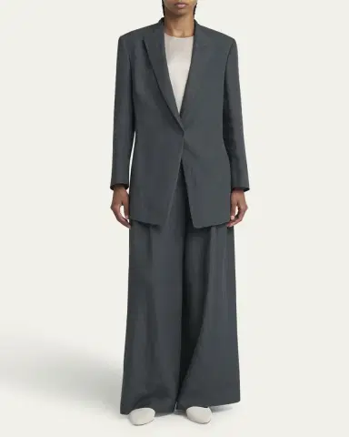 Giorgio Armani Pleated Wide-Leg Linen Trousers | Thumbnail 2 Giorgio Armani Pleated Wide-Leg Linen Trousers | Thumbnail 2