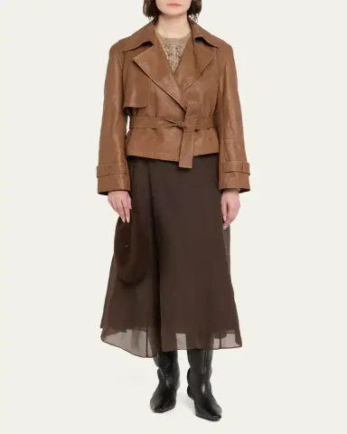 Brunello Cucinelli Vintage Napa Leather Cropped Trench | Thumbnail 2 Brunello Cucinelli Vintage Napa Leather Cropped Trench | Thumbnail 2