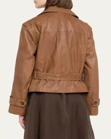 Brunello Cucinelli Vintage Napa Leather Cropped Trench | Thumbnail 3 Brunello Cucinelli Vintage Napa Leather Cropped Trench | Thumbnail 3