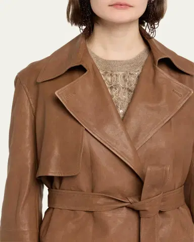 Brunello Cucinelli Vintage Napa Leather Cropped Trench | Thumbnail 5 Brunello Cucinelli Vintage Napa Leather Cropped Trench | Thumbnail 5