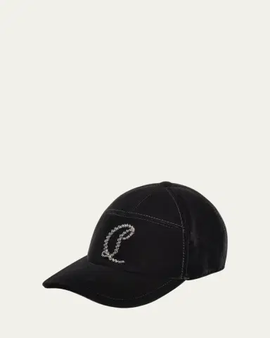 Christian Louboutin Men's Mooncrest Rhinestone Velvet Baseball Cap | Thumbnail 2 Christian Louboutin Men's Mooncrest Rhinestone Velvet Baseball Cap | Thumbnail 2