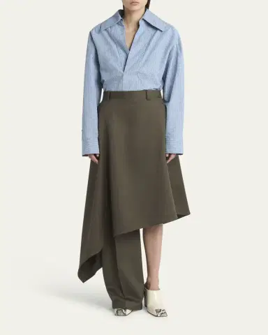 Bottega Veneta Stripe Irregular Cotton Linen Shirt | Thumbnail 2 Bottega Veneta Stripe Irregular Cotton Linen Shirt | Thumbnail 2
