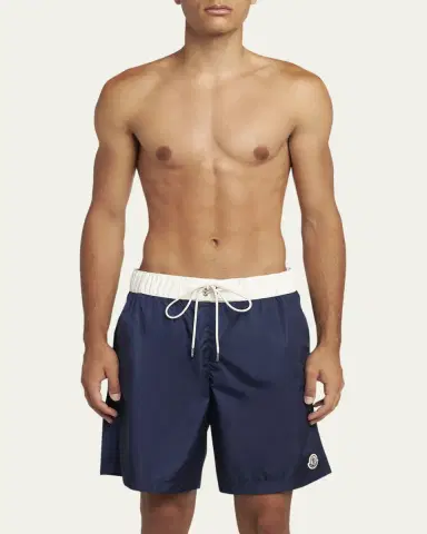 Moncler Men's Nylon Contrast-Band Swim Shorts | Thumbnail 2 Moncler Men's Nylon Contrast-Band Swim Shorts | Thumbnail 2