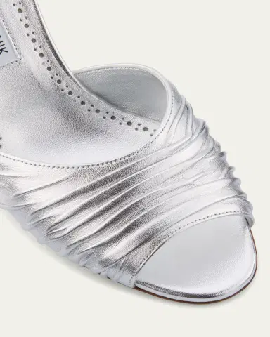 Manolo Blahnik Pirua Ruched Metallic Mule Sandals | Thumbnail 3 Manolo Blahnik Pirua Ruched Metallic Mule Sandals | Thumbnail 3