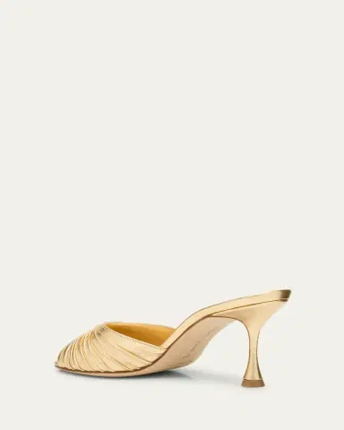 Manolo Blahnik Pirua Ruched Metallic Mule Sandals | Thumbnail 4 Manolo Blahnik Pirua Ruched Metallic Mule Sandals | Thumbnail 4