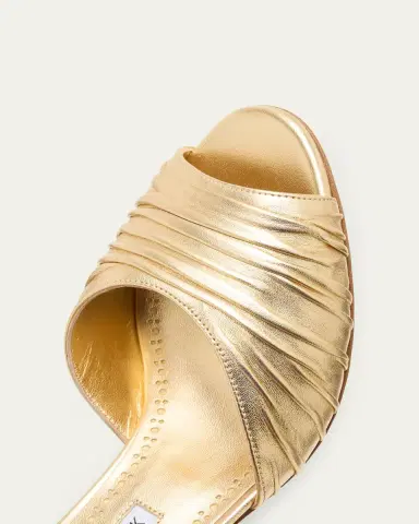 Manolo Blahnik Pirua Ruched Metallic Mule Sandals | Thumbnail 5 Manolo Blahnik Pirua Ruched Metallic Mule Sandals | Thumbnail 5
