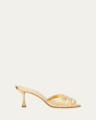 Manolo Blahnik Pirua Ruched Metallic Mule Sandals | Thumbnail 6 Manolo Blahnik Pirua Ruched Metallic Mule Sandals | Thumbnail 6