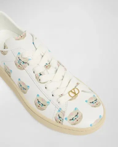 Valentino Garavani Royco VLogo Cat-Print Leather Sneakers | Thumbnail 5 Valentino Garavani Royco VLogo Cat-Print Leather Sneakers | Thumbnail 5