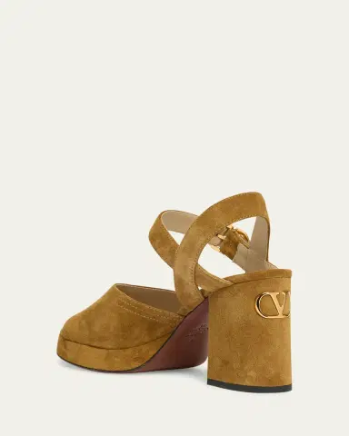 Valentino Garavani Fawcette VLogo Suede Platform Sandals | Thumbnail 2 Valentino Garavani Fawcette VLogo Suede Platform Sandals | Thumbnail 2