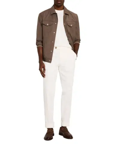 Brunello Cucinelli Men's Slim Flat-Front Pants | Thumbnail 1 Brunello Cucinelli Men's Slim Flat-Front Pants | Thumbnail 1