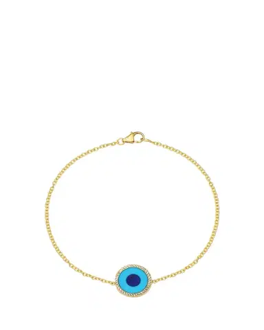 Jennifer Meyer Mini Turquoise Inlay Evil Eye Bracelet with Diamonds, 6.5"L | Thumbnail 1 Jennifer Meyer Mini Turquoise Inlay Evil Eye Bracelet with Diamonds, 6.5"L | Thumbnail 1