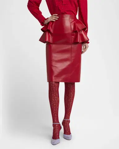 Valentino Garavani Ruffle Nappa Leather Pencil Skirt | Thumbnail 2 Valentino Garavani Ruffle Nappa Leather Pencil Skirt | Thumbnail 2