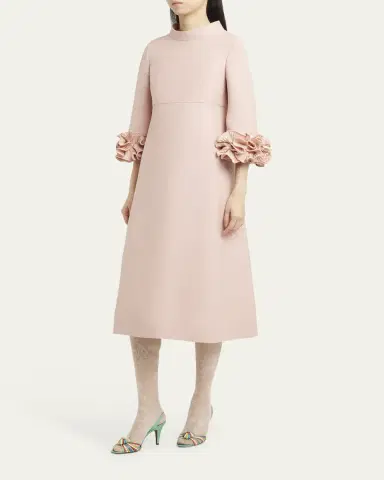 Valentino Garavani Floral Cuff Crepe Couture Midi Dress | Thumbnail 4 Valentino Garavani Floral Cuff Crepe Couture Midi Dress | Thumbnail 4