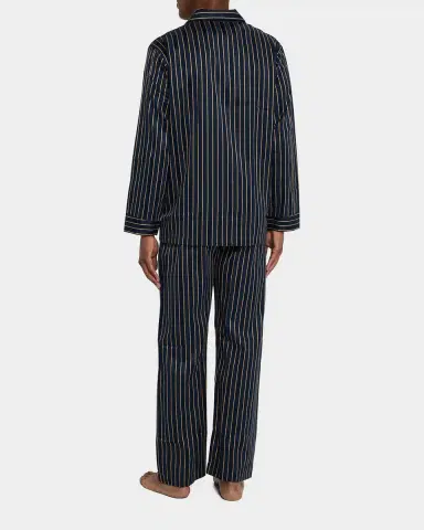 Derek Rose Men's Royal Satin Stripe Long Pajama Set | Thumbnail 2 Derek Rose Men's Royal Satin Stripe Long Pajama Set | Thumbnail 2