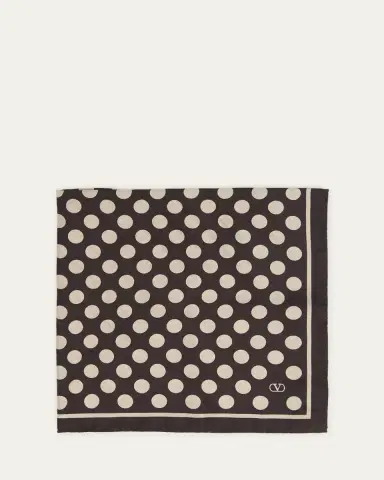 Valentino Garavani Men's Polka Dot Foulard Silk Pocket Square | Thumbnail 4 Valentino Garavani Men's Polka Dot Foulard Silk Pocket Square | Thumbnail 4