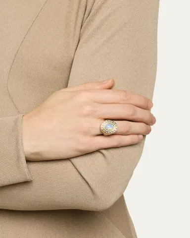Sydney Evan 14K Yellow Gold Marquise Eye Opal Cabochon Signet Ring with Diamonds | Thumbnail 2 Sydney Evan 14K Yellow Gold Marquise Eye Opal Cabochon Signet Ring with Diamonds | Thumbnail 2