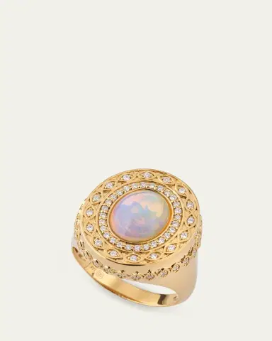 Sydney Evan 14K Yellow Gold Marquise Eye Opal Cabochon Signet Ring with Diamonds | Thumbnail 3 Sydney Evan 14K Yellow Gold Marquise Eye Opal Cabochon Signet Ring with Diamonds | Thumbnail 3