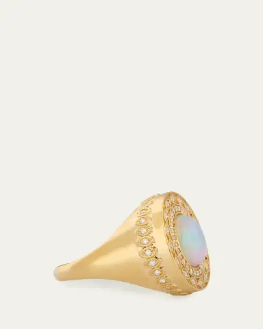 Sydney Evan 14K Yellow Gold Marquise Eye Opal Cabochon Signet Ring with Diamonds | Thumbnail 4 Sydney Evan 14K Yellow Gold Marquise Eye Opal Cabochon Signet Ring with Diamonds | Thumbnail 4