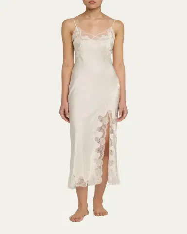 Josie Natori Lolita Sleeveless Lace-Trim Charmeuse Nightgown | Thumbnail 2 Josie Natori Lolita Sleeveless Lace-Trim Charmeuse Nightgown | Thumbnail 2