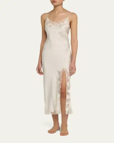Josie Natori Lolita Sleeveless Lace-Trim Charmeuse Nightgown | Thumbnail 4 Josie Natori Lolita Sleeveless Lace-Trim Charmeuse Nightgown | Thumbnail 4