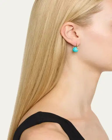 Sydney Evan 14K Turquoise Beaded Earrings with Diamond Marquise Eyes | Thumbnail 2 Sydney Evan 14K Turquoise Beaded Earrings with Diamond Marquise Eyes | Thumbnail 2